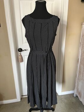 Voir Voir Black and White Polka Dot Midi Dress